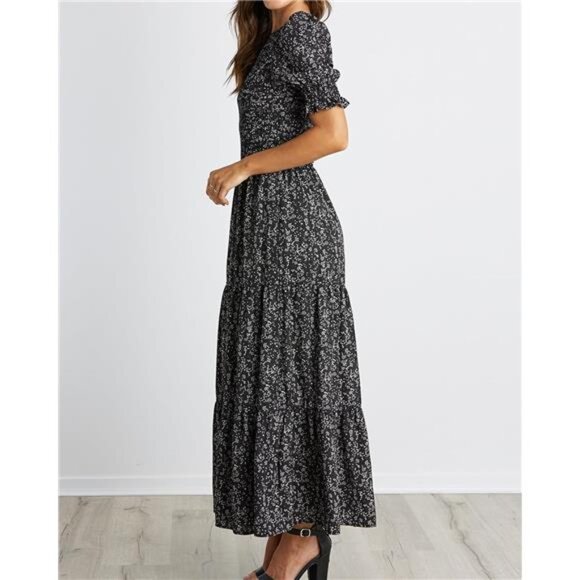 BTFBM Women Casual Summer Dresses 2025 Spring Crew Neck Ruffle Short Sleeve - Picture 4 of 7